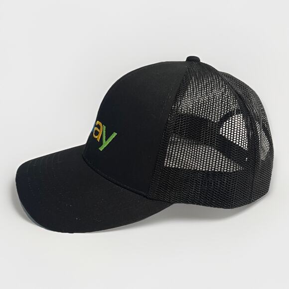 eBay Trucker Hat Embroidered Logo Adjustable Black Snap Back Promo Seller Swag - Picture 5 of 7